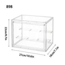 1个透明塑料展示盒，磁吸式设计收纳盒，可堆叠多层防尘展示盒，适用于摆件、配件、毛绒玩具、包包、奖牌和奖杯等。