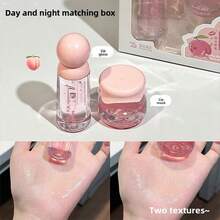 蜜桃蜂蜜唇部护理套装（2件装），唇膜+唇彩，日夜护理，保湿滋润，专为干裂唇部设计，深层滋养，秋冬季唇部护理，打造丰盈双唇，24小时保湿，唇部护理套装 - 粉色 - 查看 3