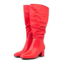 Bottes et bottines larges pour femmes - PU rouge - Voir 5