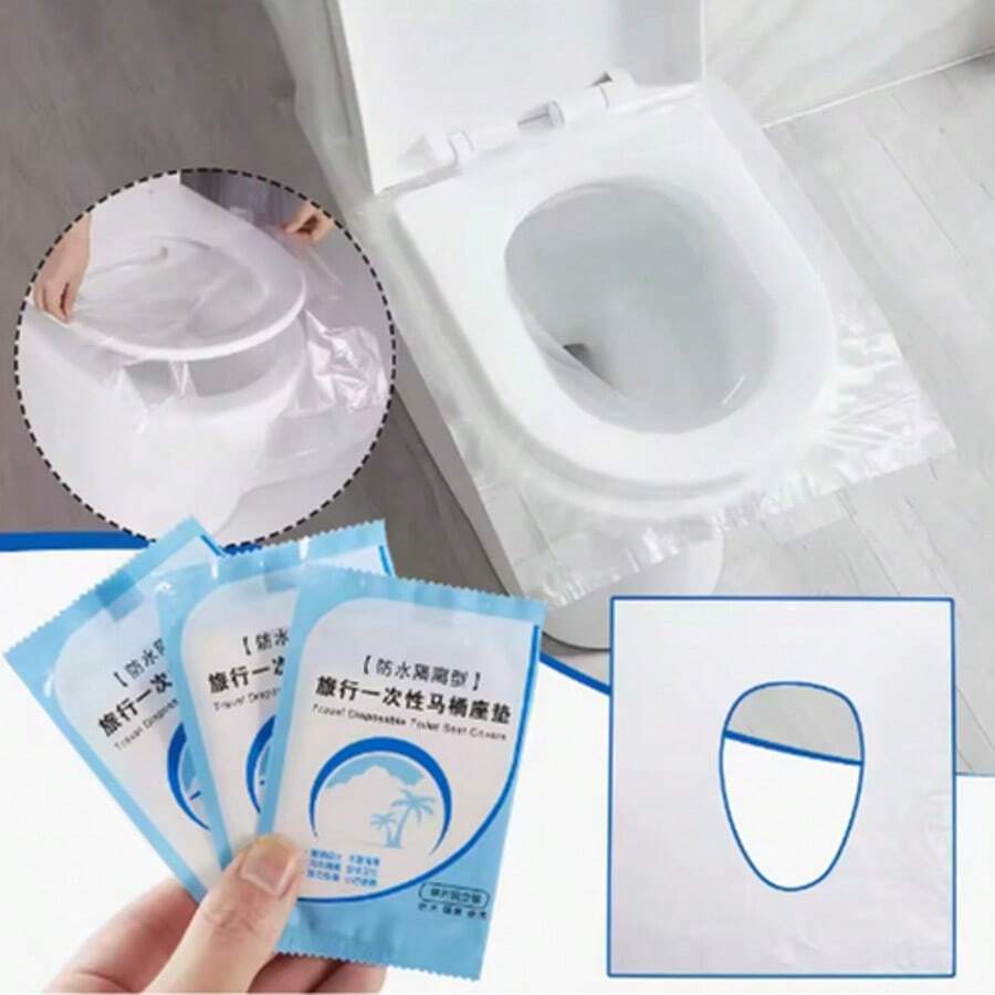 Disposable Plastic Toilet Seat Cover Waterproof And Non Slip Individually Wrapped, For Travel,Disposable Plastic Toilet Seat Cover Waterproof And Non Slip Individually Wrapped, For Travel,Disposable Toilet Seat Covers Cushions For Travel Public Restrooms Individually Packaged Portable Tear Resistant For Adults Boys And Girls - 無色 - 查看 1
