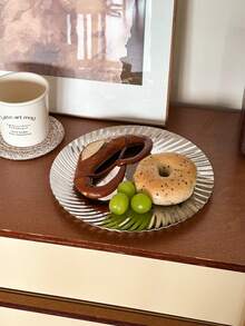 1 pieza Plato de frutas de acero inoxidable de lujo moderno y de alta gama con rayas, plato de postre minimalista de acero inoxidable, plato de frutas de alta gama para el hogar de acero inoxidable, adecuado para el Día de San Valentín, la temporada de bodas, reuniones al aire libre - Plateado - Ver 4