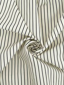 Women's Striped Button Down Shirt 3D Black Floral Applique Long Sleeve Blouse With Chest Pocket - Multicolor - View 4