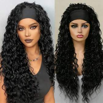 22 Inch Synthetic Reusable And Breathable Heat Resistant Fiber Natural Headband Wig Black Burgundy Chocolate Brown Multicolor Natural Wigs Daily Party Cosplay Wig For Girls Used Daily Party Cosplay Christmas Gifts Holiday Party Wear