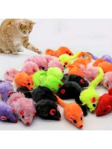 1pc/2pcs/4pcs/8pcs/12pcs Colorful Mouse & Cat Interactive Self-Entertainment Toys, Random Color, Pet Accessories, Pet Toys - Multicolor - View 3