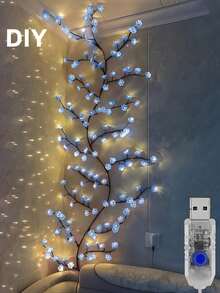 96/144 luces LED en forma de rama de cerezo, luces de hadas rosas DIY, 8 modos de iluminación, vides flexibles alimentadas por USB, adecuadas para dormitorio, decoración de pared, fiesta, boda y estética del hogar - Flores de cerezo caseras - Ver 8