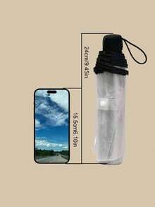 1pc Transparent Folding Umbrella, Automatic Open/Close Compact Umbrella, Sturdy Plastic Rain Umbrella For Students - Multicolor - View 8