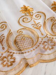 1 tấm rèm voan thêu màu be, kiểu dáng sang trọng thời Trung cổ châu Âu, thích hợp trang trí cửa sổ và cửa ra vào phòng khách, phòng ngủ, nhiều kích cỡ khác nhau. - Nhiều màu - Xem 7