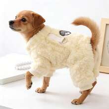 Small Dog White Winter Jumpsuit - Comfortable Lining Pet Clothing, Puppy Pajamas, Overalls And Pants - White - View 12
