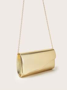 REMANLAND Luxury Elegant Solid Color New Women's Clutch Bag, Charming Fashion Flap Party Evening Bag, Perfect Wallet Design, Built-In Hidden Card Slot Compartment, Detachable Metal Chain Strap, Suitable For Party, Evening, Gathering, Wedding And Other Occasions. - Gold - View 3