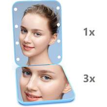 Kintion - Pocket Mirror LED Mirror With 1X/3X Magnification Compact Mirror With Light Handheld Folding Pocket Mirror Compact Mirror With Light For Gift Pink Color. - Blue - View 5