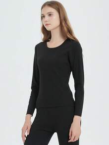 2 Packs New Arrival Women's High Elastic Thermal Set, Seamless Slim Fit Underwear - Black - View 4