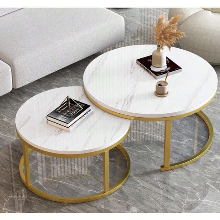 Nordic Luxury Small Coffee Table, Minimalist Modern Round Coffee Table/Side Table For Small Living Room - White - View 1