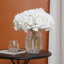 5pcs Faux Silk Hydrangea Flowers, Full Bloom Flower Heads With Stems, Suitable For Wedding Centerpiece Decor, Home Decor, Garden Decor, Room Decor, Spring Decor, Party Decor, Tabletop Decor, Centerpiece, Artificial Flowers, Rama - White - View 4
