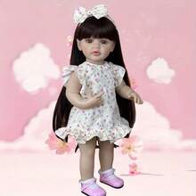 55厘米全乙烯基重生娃娃玩具，可爱棕发公主风手工娃娃，生日礼物 - 乙烯基身體娃娃 - 查看 1