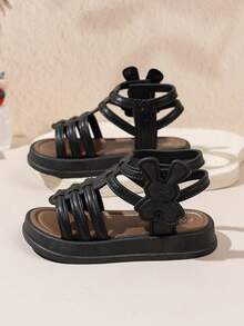1 Pair 2026 New Fashion Princess Style Sandals, Casual Versatile Buckle Design, Convenient - Black - View 1