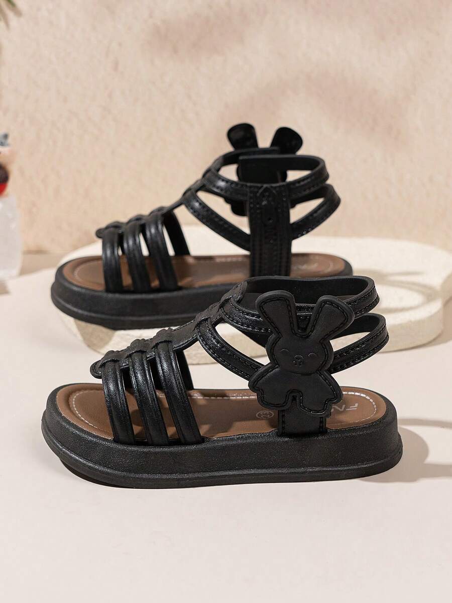1 Pair 2026 New Fashion Princess Style Sandals, Casual Versatile Buckle Design, Convenient - Black - View 1