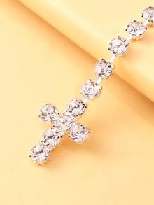 1 chiếc dây chuyền chữ Y đính đá bạc, kiểu dáng gợi cảm với tua rua phía sau, trang sức thời trang dành cho nữ, thích hợp cho các bữa tiệc/buổi tối. - Bạc - Xem 5