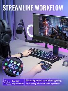 AmpliGame 直播控制器，带 15 个宏按键，直播键盘，可在 OBS/Twitch/Streamlabs 中触发操作，快捷键小键盘，兼容 PC-FIFINE D6 - 黑色 - 查看 8