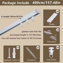 1 套铝制 V 型隐形超薄窗帘轨道 - 可调节拼接浴帘轨道、天花板或壁挂式窗帘滑动单轨、静音滑动、适用于家庭和浴室（颜色：黑色、白色）家居浴室装饰秋季装饰浴室配件返校