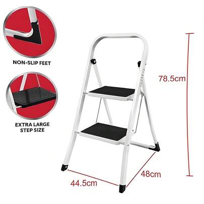  Rigogo Heavy Duty Steel Step Stool | Foldable Platform Ladder With Non-Slip Pads For Kitchen, Bathroom, Office | Stable Seat & Step For Adults & Kids - Multi-Functional Small Stool  KESLSS-1~4XE-UK
