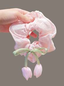 1/2个儿童简约可爱卡通郁金香发圈，百搭优雅，适合女孩扎马尾辫、丸子头等发型 - 彩色 - 查看 7