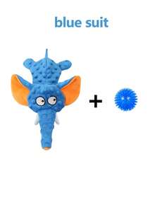 2 Peças Conjunto de Brinquedos Mastigáveis Interativos para Cachorros, Incluindo Elefante de Pelúcia com Apito e Bola de Borracha Texturizada Durável, Adequado para Cachorros Pequenos, Médios e Filhotes - Multicolorido - Visão 8