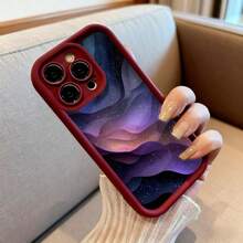 Cubierta de teléfono con diseño de ondas estelares en tonos púrpura y azul oscuro para iPhone 14 Pro Max funda protectora elegante para uso diario y viajes - Café integral - Ver 6