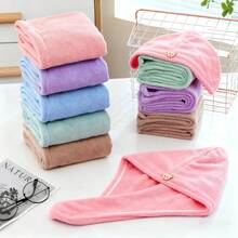 5/1 件女士速干毛巾 - 吸水珊瑚绒浴帽，用于擦干和包裹头发 - 浴室配件，颜色随机 - 彩色 - 查看 3
