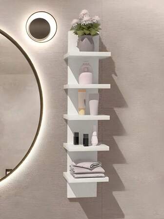 1pc Multi-Layer Home Storage Decorative Shelving Unit, Modern Living Room Display Rack For Toys, Books, Magazines, Cosmetics, Wooden Wall Mount Storage Shelf