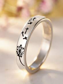 1pc Dandelion Ring For Women For Wedding Engagement Anniversary Jewelry Valentine's Day Gift - Silver - View 2
