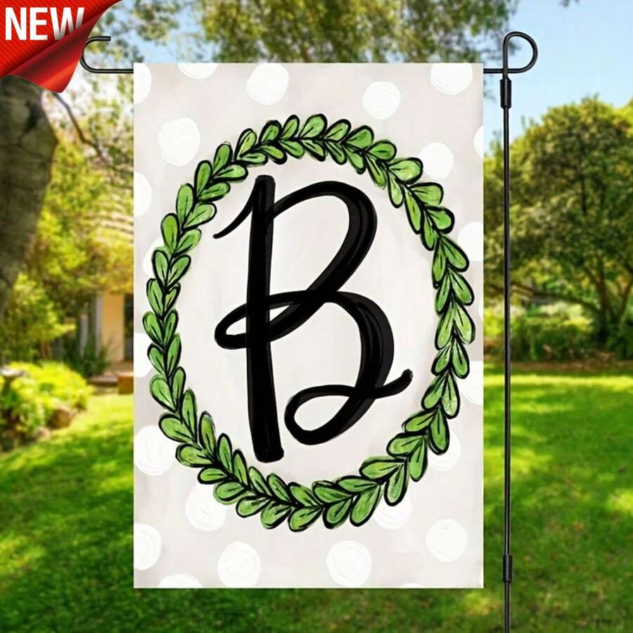 Spring Initial Garden Flag 26 Letters - Personalized Family Name Yard Flag 12x18 Inches Double Sided Printing, All Seasons Holiday Outdoor Decoration, Patio Lawn Home Garden Decor, Flagpole Not Included - 多色 - 查看 1