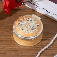 1pc Art Zino Studio Vintage Luxury Zinc Alloy Round Jewelry Box With 3D Embossed Rose + Delicate Edging Details, Sturdy Zinc Alloy Material, Suitable For Storing Earrings, Rings And Other Small Jewelry, Ideal For Birthday Gifts, Daily Grooming Scenarios, Elegant Appearance And Practical Use, Easily Adds A Graceful Ambiance To Your Grooming Space