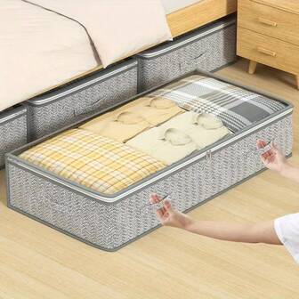 Large Capacity Under-Bed Storage Bag, Premium Transparent Clothes Storage Box, Suitable For Home, Bedroom Clothes, Blankets, Toys, Moving & Organizing, Storage Items, Valentine's Day Gift, Mother's Day Gift