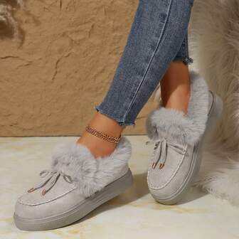 Shoes For Women Winter Outdoor Shoes Flats Boots Casual Fashionable Warm Platform Snow Boots Loafers Slippers Indoor House