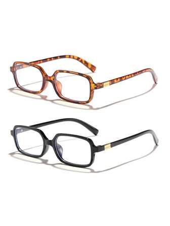 Women's Retro Leopard Print Square Frame Glasses, PC Material, Lightweight & Breathable, Y2K Style, Phone Accessories, Glasses, Fake Glasses, Clear Glasses, Women's Glasses, Comfortable To Wear, Seasonal Selection, Halloween Special, Suitable For Daily Office Commute, Back To School, Gaming, Party Looks, Campus Study.