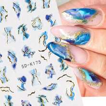 Nagelsticker Selbstklebend, 5D Marmor Nagelsticker Gold Linien Nagel Aufkleber Sticker, 5D Sommer Nail Art Sticker Nagelaufkleber Nageldesign für DIY Nagel Dekoration(3Blatt)-3461 - Marmor - Übersicht 5