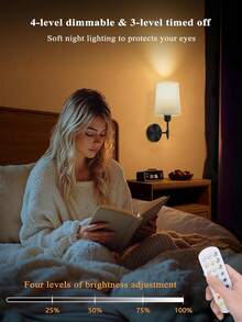 电池供电壁灯，无线遥控壁灯，RGB可调光15种颜色模式，可充电灯泡，适用于室内卧室、客厅、走廊等场所的无绳壁灯 - Stepless dimming - 查看 3