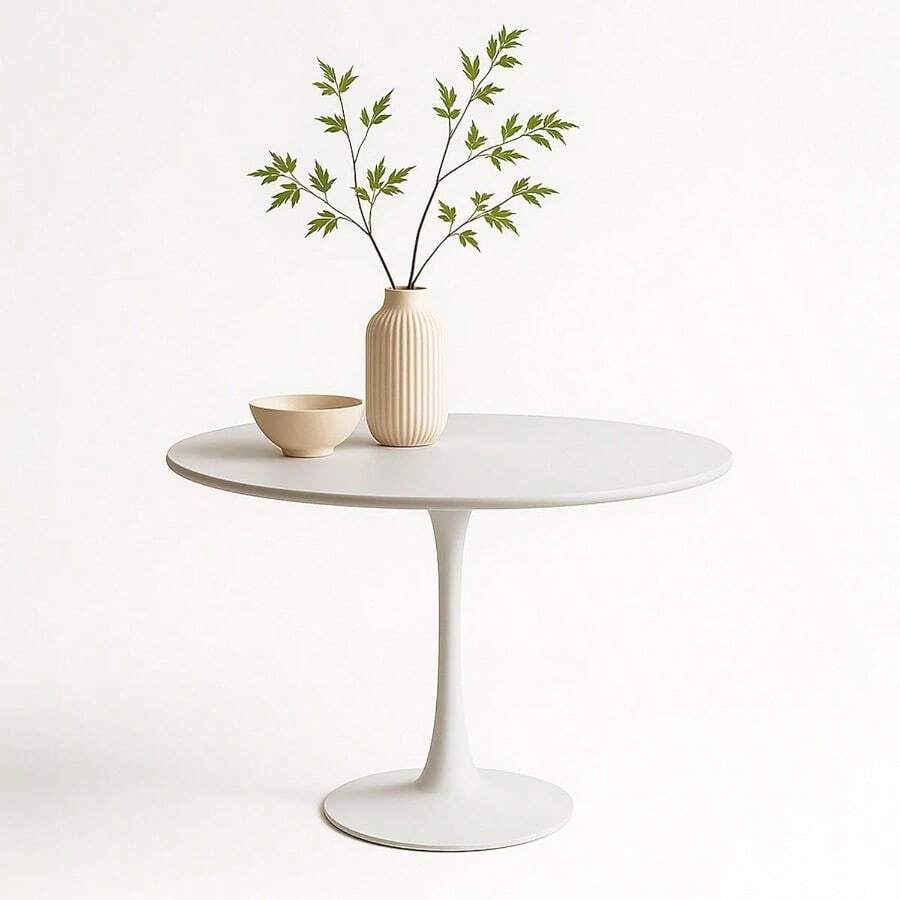 MUNDO IN MUEBLES Mesa Alta Exterior Vittoria 100 CM  Mesa de Bar Redonda Mediana para Exterior de Patio Jardín Desayunador Comedor y Terraza Ideal para Hogar Restaurante u Oficina - Blanco - Ver 1