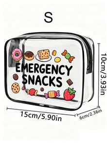 「Emergency Snacks」字母印花 PVC 洗漱收納包，拉鍊開合，輕量耐褪色化妝盥洗包，適合女性與女孩，TSA 認可便攜式化妝包，易擦拭清潔，可作為母親、老師、朋友、護理師或女性好友的化妝包禮物，開學假期與返校旅行必備，防水洗漱包 - 彩色 - 查看 8