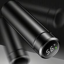 Double Layer Stainless Steel Vacuum Insulated Smart Temperature Display & Measurement Water Bottle Back To School - Black - View 9