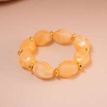 1pc Retro Acrylic Asymmetrical Oval Beaded Elastic Bracelet - Oval - View 7