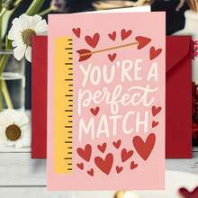 A Heartfelt Valentine's Day Card - "You Are My Perfect Match", Ruler & Heart Arrow Design, Quality Greeting Card (4.72x6.7in) With Envelope, Gift For Wife/Husband/Boyfriend/Girlfriend - Multicolor - View 8