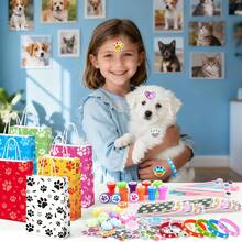 22 Pcs Dog Paw Print Party Favors, Puppy Theme Birthday Decorations For Kids With Black Orange Blue Paw Goodie Bags Stuffers Stickers Mochi Squishy Toys Pen Stampers Bracelet Mini Notebook - 彩色 - 查看 6