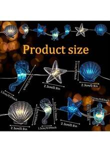 1件 3米 20顆LED貝殼海星海馬串燈，海洋主題電池供電燈（不含電池），海灘婚禮室內/室外裝飾 - 彩色 - 查看 7