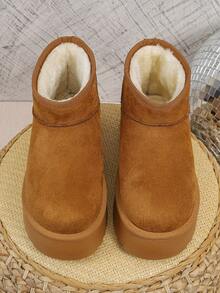 Fashion Boots, Stylish Women's Boots, New Winter Short Boots, Thick Sole Boots, Fur Boots, Slip-On Flat Ankle Boots, Snow Boots