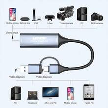 USB 3.0 & Type-C Universal Video Capture Card, Suitable For Game Live Streaming And TV Recording - Grey - View 6