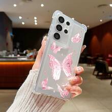 Funda de teléfono transparente con patrón de mariposa anti-caída para Galaxy S25Ultra, S2FE, S23plus, SAM A15, A25, A35, A55, A56/Honor/Note13pro Smartphone Android - transparente - Ver 5