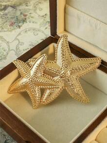 1pc Elegant Ocean Element Golden Starfish Brooch, Suitable For Men And Women, New Year Gift