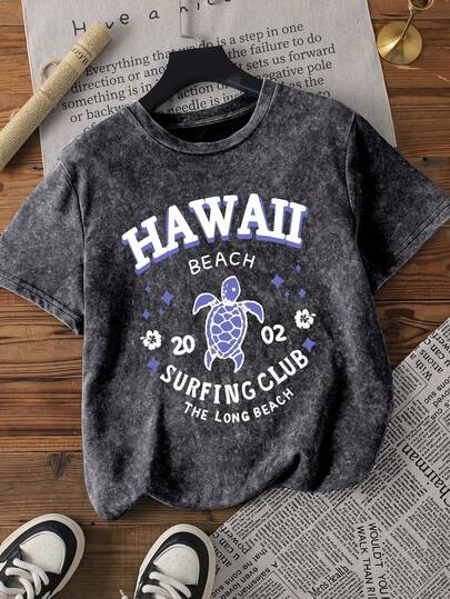 Blusas de verano para mujer de talla grande, de algodón con lavado de nieve, cuello redondo, manga corta, con estampado de letras de tortuga, de temperamento dulce y suave, ajuste slim, blusas de verano de talla grande, camisetas gráficas para mujer, atuendos de verano para mujer