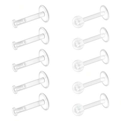 CIZME 透明耳环，适合工作和运动 - Bioflex 唇钉，耳骨耳廓耳骨耳垂耳环，透明穿孔固定器，塑料饰品，男女通用，6mm、8mm、10mm、12mm